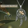 ONEFINITY Owl/Dragonfly Dream Catcher Necklace 925 Sterling Silver Owl/Dragonfly Feather Pendant Jewelry Gift for Women