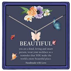Initial Butterfly Necklace for Girls, 14K Gold Silver Rose Gold Filled Dainty Butterfly Pendant Choker Necklace Letter Initial Butterfly Necklace Personalized Butterfly Jewelry Gifts for Women Girls