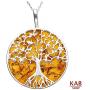 Cognac Baltic Amber Sterling Silver 925 Beauty Pendant Big Tree. KAB-274