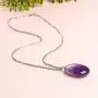 iSTONE Gemstone Crystal Necklace for Women Healing Stone Pendant Jewelry for Men Pendulum Divination Energy Healing Crystals Chakra Stones Necklace (20 Inches Stainless Steel Chain)