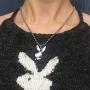 jewelry world Playboy Bunny Necklace, 24'' Rolo Chain in Pure 304 Stainless, with Antiqued Zinc Alloy Play Boy Rabbit Charm Pendant
