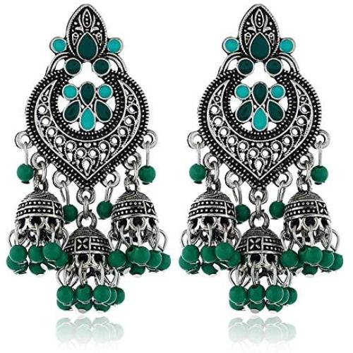 ASHMITA Bohemian earrings unique alloy tassel bells earrings exotic porcelain beads fashion earrings for women