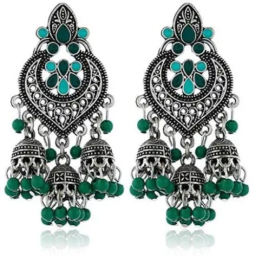 ASHMITA Bohemian earrings unique alloy tassel bells earrings exotic porcelain beads fashion earrings for women ASHMITA Bohemian earrings unique alloy tassel bells earrings exotic porcelain beads fashion earrings for women