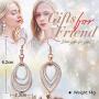 Kemstone Two Tone Rose Gold and Silver Multilayer Dangling Earring for Woman, 2.4 Inches