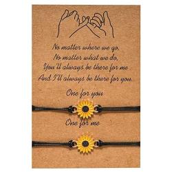JEVI Sunflower Boho Bracelet Friendship Jewelry for Women Girl Friend Handmade Distance Bracelets for 2