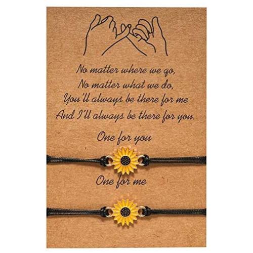 JEVI Sunflower Boho Bracelet Friendship Jewelry for Women Girl Friend Handmade Distance Bracelets for 2