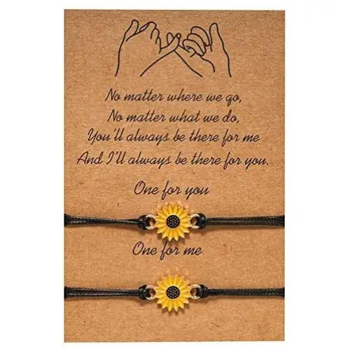 JEVI Sunflower Boho Bracelet Friendship Jewelry for Women Girl Friend Handmade Distance Bracelets for 2 JEVI Sunflower Boho Bracelet Friendship Jewelry for Women Girl Friend Handmade Distance Bracelets for 2