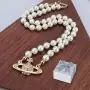 EFDF Vivienne Westwood Gold Saturn Pearl Necklace Rhinestone Imitation Necklace with Special Box for Women and Girls EFDF Vivienne Westwood Gold Saturn Pearl Necklace Rhinestone Imitation Necklace with Special Box for Women and Girls