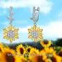 Sterling Silver Rose Cross Necklace,Sunflower Earrings,Flower Dangle Earrings Jewelry Gifts for women Teen Girls