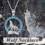 YFN Wolf Pendant Necklace 925 Sterling Silver Cubic Zirconial Wolf Moon Necklace 18'' Birthday Day Jewelry for Girlfriend Wife