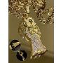 Shop-iGold Men Women 925 Italy Gold Finish Iced Santa Muerte Charm Ice Out Pendant Stainless Steel Real 2 mm Rope Chain Necklace, Mens Jewelry, Iced Pendant, Rope Necklace