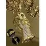 Shop-iGold Men Women 925 Italy Gold Finish Iced Santa Muerte Charm Ice Out Pendant Stainless Steel Real 2 mm Rope Chain Necklace, Mens Jewelry, Iced Pendant, Rope Necklace