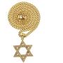 JAJAFOOK Star of David Pendant 18K Yellow Gold Iced Out Solid Jewish Necklace Jewelry, Cuban Chain
