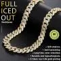 PY BLING Hip Hop Mens Full Iced Out 15mm 18K Gold/White Rose Gold Plated CZ Miami Cuban Link Chain Choker 18''-24'' Necklace or 8.5'' Bracelet