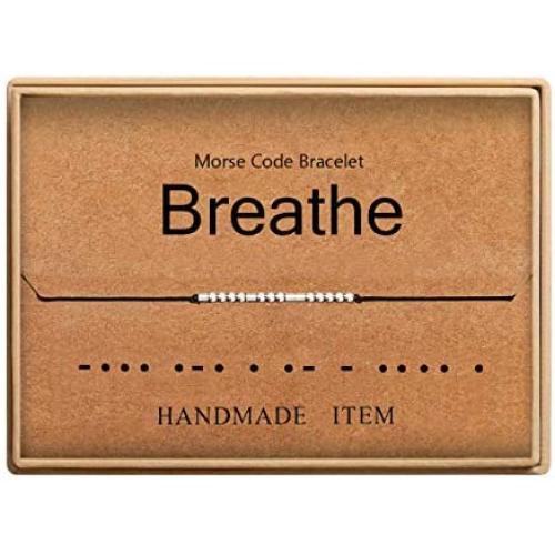 Lcherry Morse Code Bracelet Handmade Beads on Silk Cord Bracelet Friendship Gifts for Women
