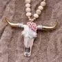 Wyo-Horse Jewelry Steer Skull Pendant with Beaded Chain Necklace and Earring Set Wyo-Horse Jewelry Steer Skull Pendant with Beaded Chain Necklace and Earring Set