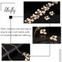 Blufly Vintage Pearl Earrings and Necklace Set Boho Gold Olive Leaf Crystal Earrings Set Rhinestone Sweater Necklaces Bib Necklace Chain Bridal Jewelry Set for Women and Girls
