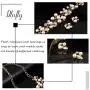 Blufly Vintage Pearl Earrings and Necklace Set Boho Gold Olive Leaf Crystal Earrings Set Rhinestone Sweater Necklaces Bib Necklace Chain Bridal Jewelry Set for Women and Girls
