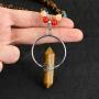 JOVIVI Natural 7 Chakra Gemstone Healing Crystals Necklace Wire Wrapped Crystal Quartz Double Pointed Hexagonal Prism Pendant Reiki Energy Balancing