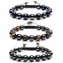 Top Plaza Men Women Reiki Healing Energy Natural Tiger Eye Stone Magnetic Hematite Therapy Beads Macrame Adjustable Braided Link Bracelet Top Plaza Men Women Reiki Healing Energy Natural Tiger Eye Stone Magnetic Hematite Therapy Beads Macrame Adjustable Braided Link Bracelet
