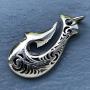 Fish hook Hawaiian Maori Polyneian Hei matau Silver Pewter Mens Pendant Necklace Wealth Prosperity Charm Protection Amulet Safe Travel Safe at sea Talisman for unisex men w Stainless Steel Chain