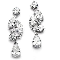 Mariell Dramatic Size Cubic Zirconia Statement Earrings - Glamorous Mosaic Special Occasion Chandeliers