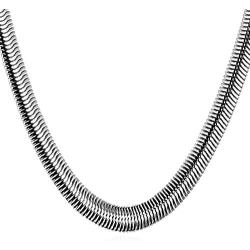 U7 Herringbone Chain Stainless Steel Flat Link Hypoallergenic Snake Chain Necklace 18-30 Inch, Silver Black Gold Color