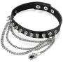 Flongo Gothic Black Rivet Leather Spiked Necklace Neckband Choker, Unisex Accent Spike Studded Punk Rock Biker Link Wide Strap Leather Collar Choker Necklace for Christmas