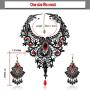 Black Lace Necklace and Earrings Set,BagTu Gothic Lolita Red Pendant Choker for a Halloween Costume and Wedding