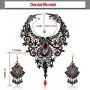 Black Lace Necklace and Earrings Set,BagTu Gothic Lolita Red Pendant Choker for a Halloween Costume and Wedding