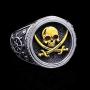 Skull Ring for Men, Vintage Pirate Crossed Swords Skull Head Ring, Punk Rock Skull Totem Ring, Gothic Pirate Skull Amulet Ring, Halloween Ring Biker, Viking Skull Jewelry Gift