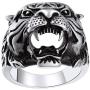 ChainsPro Mens Stunning Tiger Head Rings, Nice Craftmanship, Spiritual Animal Ring, Size #7-#14, 316L Stainless Steel/18K Gold Plated (Send Gift Box)