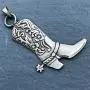 Western Jewelry Cowboy Boots Cowgirl boot Country Texas Amulet Charm Silver pewter Mens Womens Unisex pendant necklace for men w Silver Ball Chain