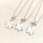 na 3 Pcs/Set Cartoon Necklaces French Fries Hot Dog Bread Hamburger Pendant Best Friends Unicorn Necklace Christmas BFF Sets Jewelry (Unicorn)