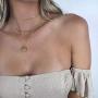 Edary Layered Necklace Gypsy Moon Necklaces Gold Crescent Tassel Pendant Choker Fashion Drop Jewelry for Women