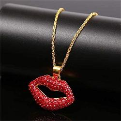 Enamel Evil Eye Heart Rhinestone Lip Dangle Earring Necklace Heart-Shaped Drop Earrings Glitter Dangling Earring Red Hoop Earring Shiny Jewelry Set for Women Girls