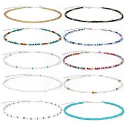 Seed Bead Choker Necklace Colorful Bohemian Choker Necklace Handmade Summer Hawaii Tiny Beaded Choker Adjustable for Girls Women
