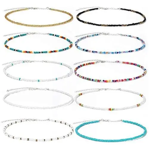Seed Bead Choker Necklace Colorful Bohemian Choker Necklace Handmade Summer Hawaii Tiny Beaded Choker Adjustable for Girls Women Seed Bead Choker Necklace Colorful Bohemian Choker Necklace Handmade Summer Hawaii Tiny Beaded Choker Adjustable for Girls Women