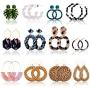 Duufin 12 Pairs Acrylic Earrings Rattan Earrings Set Resin Drop Dangle Mottled Acrylic Hoop Earrings Statement Earrings for Women Girls