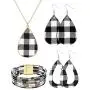 4 Pieces Womens Printed Jewelry Set Multi-Layer Bracelet Faux Leather Dangle Earrings and Necklace 4 Pieces Womens Printed Jewelry Set Multi-Layer Bracelet Faux Leather Dangle Earrings and Necklace