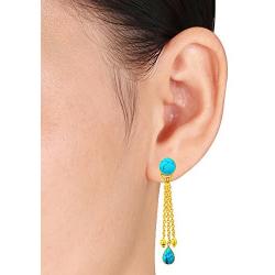 Orchid Jewelry 9 Ct Blue Turquoise Brass Dangle Earrings Birthday Gifts For Women