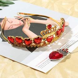 Botrinal Evie Royal Red Heart Necklace and Tiara Descendants Red Heart Crown Jewelry Set Queen of Hearts Eive Costume for Girls Teen Halloween