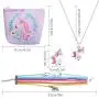 Hicdaw 5 Pcs Jewelry Set for Unicorn Gift for Girls Included Friendship Bracelet Cute Stud Earrings Storage Bag Necklace