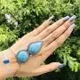 Campsis Boho Finger Ring Bracelet Turquoise Bracelet Silver Festival Hand Chain Decorative Jewelry for Women and Girls Campsis Boho Finger Ring Bracelet Turquoise Bracelet Silver Festival Hand Chain Decorative Jewelry for Women and Girls