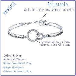 BEKECH The Best Moms Get Promoted to Grandma Interlocking Circles Bracelet Gift for Grandmother Nana Yaya Grammy Nonna