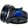 ringheart Couple Rings Black Plated Princess Cut Blue Cz Womens Wedding Ring Sets Titanium Steel Men Wedding Band (Please Buy 2 Rings for 1 Pair) ringheart Couple Rings Black Plated Princess Cut Blue Cz Womens Wedding Ring Sets Titanium Steel Men Wedding Band (Please Buy 2 Rings for 1 Pair)