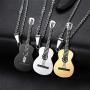Guitar Pick Necklace QEPOL with Men Women Adjustable Chain Hip Hop Music Style Titanium Steel Guitar Tag Pendant Jewelry Personalized Gift