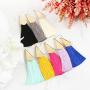 Bohemian Silky Thread Fan Fringe Tassel Statement Earrings - Lightweight Strand Feather Shape Long Dangles