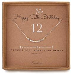 12th Birthday Jewelry Gifts For Girls 12 Morse Code Necklace 925 Sterling Silver Two Tone Bead Daughter Granddaughter Niece 12 Year Old Gift