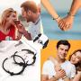 Magnetic Couples Bracelets,Adjust Size Magnet Bracelet for Couples Rope Braided Bracelet Gift for Women Men Boyfriend Girlfriend Best Friends